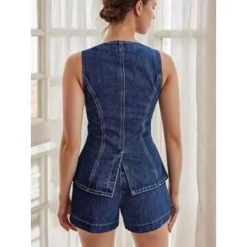 Elegant YISHATIER Denim Set for Women - Chic Two-Piece Styling