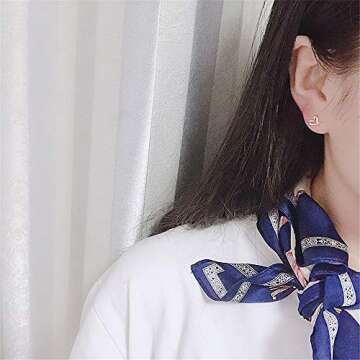 Minimalist Golden Heart Sterling Silver Earrings for Women Girls Charm Hollow Love Hearted Stud Tiny...