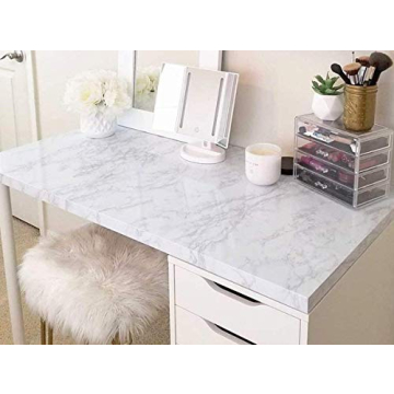 practicalWs Marble Wallpaper Granite White and Grey Paper Roll 23.6" x 118" Kitchen Countertop Cabinet Furniture is Renovated Thick PVC Easy to Remove Without Leaving Glue Upgrade