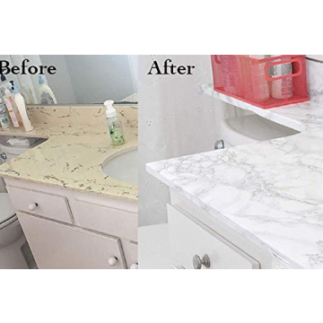 practicalWs Marble Wallpaper Granite White and Grey Paper Roll 23.6" x 118" Kitchen Countertop Cabinet Furniture is Renovated Thick PVC Easy to Remove Without Leaving Glue Upgrade