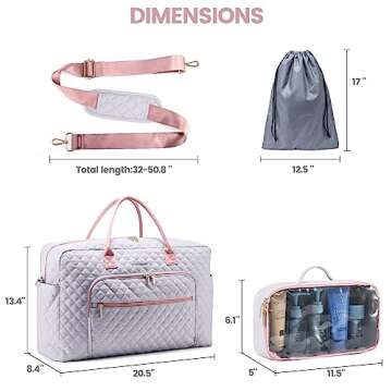 LOVEVOOK Travel Duffle Bag, Weekender Bag for Women with Toiletry Bag Carry on Overnight Bag with Laptop Compartment, Yoga Gym Bag with Wet Pocket Shoe Bag, Hospital Bag for Labor and Delivery