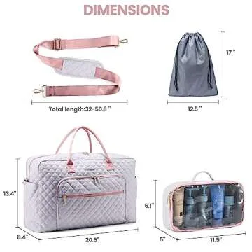 LOVEVOOK Travel Duffle Bag, Weekender Bag for Women with Toiletry Bag Carry on Overnight Bag with Laptop Compartment, Yoga Gym Bag with Wet Pocket Shoe Bag, Hospital Bag for Labor and Delivery