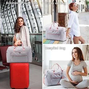 LOVEVOOK Travel Duffle Bag, Weekender Bag for Women with Toiletry Bag Carry on Overnight Bag with Laptop Compartment, Yoga Gym Bag with Wet Pocket Shoe Bag, Hospital Bag for Labor and Delivery