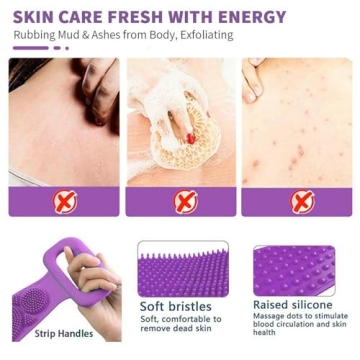 Jwxstore Silicone Back Scrubber - Long Body Brush for Easy Cleaning