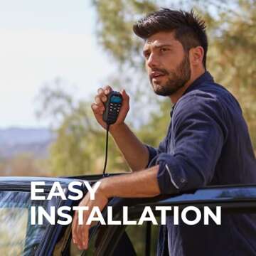 Midland – MXT275 MicroMobile® GMRS Radio – 15 watts Two-Way Radio with Integrated Control Microphone – Overland Caravanning Tractors – Detachable External Magnetic Mount Antenna - 8 Repeater Channels