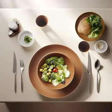 Teivio 32-Piece Kitchen Plastic Wheat Straw Dinnerware Set, Service for 8, Dinner Plates, Dessert Plate, Cereal Bowls, Cups, Unbreakable Colorful Plastic Outdoor Camping Dishes, Saddle Brown