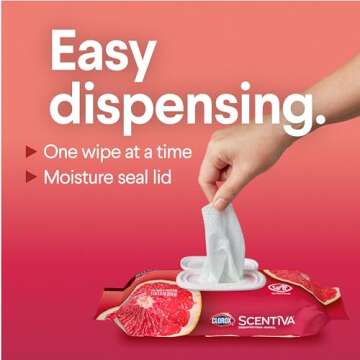 Clorox Scentiva Wipes, Bleach Free Cleaning Wipes, Household Essentials, Tahitian Grapefruit Splash, 75 Count (Pack of 3)