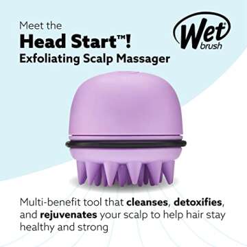 Wet Brush Exfoliating Scalp Massager, Head Start, Lavender, Multi-Benefit Brush Cleans, Detoxifies and Rejuvenates Your Hair to Stay Healthy and Strong, Gentle for Sensitive Scalps