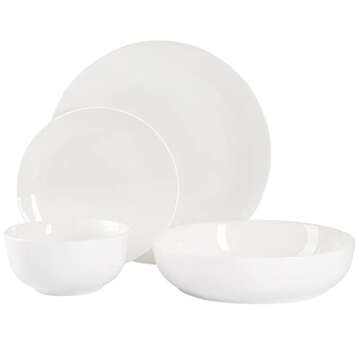 Gibson Home Gracious Dining Double Bowl Porcelain Chip and Scratch Resistant Dinnerware Set, Service...