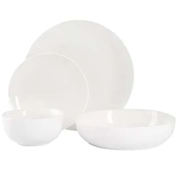 Gibson Home Gracious Dining Double Bowl Porcelain Chip and Scratch Resistant Dinnerware Set, Service...