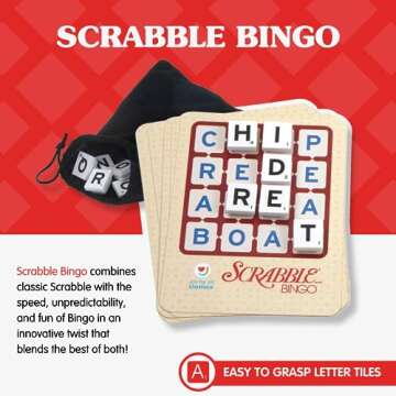 Joy for All Senior Word Games - Classic Scrabble & Bingo - Easy to Read & Grip - Board Games for Elderly Adults