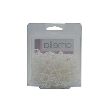 Amelia Beauty, 500 White Elastic Tangle-Free Ponytail Holders – 1/2 Inch US Made Hair Ties for Ponies, Braids and Twists, No Snag, Pain-Free, Strong Hold for All Hair Types, Men, Women, Kids