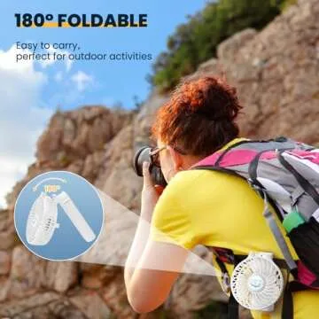 HandFan 5200mAh Portable Handheld Fan, Foldable Personal Fan, Battery Operated Rechargeable Fan, Portable Charger Design, 3 Speeds,5-20H Working Time, for Travel, Outdoors, Indoors-White