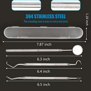 3Pcs Dental Tools, Professional Dental Picks for Teeth Cleaning, 100% Surgical 304 Stainless Steel P...