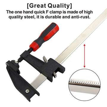 F Clamp 6 Inch 12 Inch Bar Clamps for Woodworking Clamps with 150lbs Load Limit, Light-Duty Quick Clamps for Woodworking (4PCS)