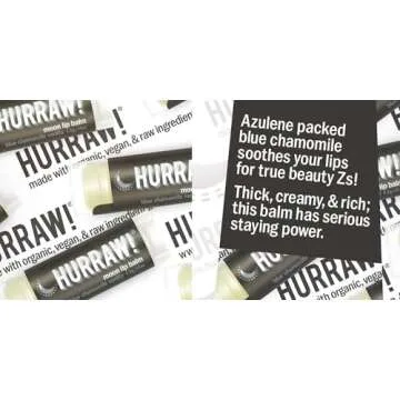 Hurraw! Moon Night Treatment (Blue Chamomile, Vanilla) Lip Balm, 2 Pack: Organic, Certified Vegan, Cruelty and Gluten Free. Non-GMO, 100% Natural Ingredients. Bee, Shea, Soy and Palm Free. Made in USA