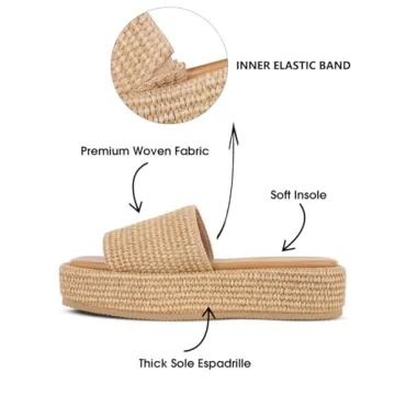 EQAUDES Wedge Sandals for Women Comfortable Casual Summer