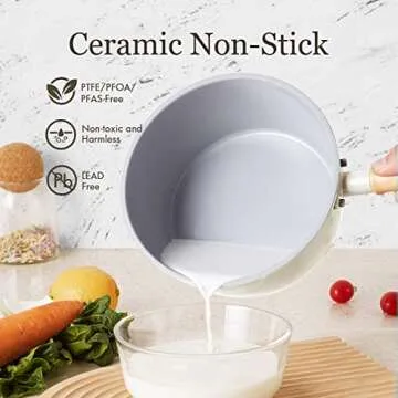 ROCKURWOK Ceramic Nonstick Sauce Pan with Lid - 2 Quart Cooking Pot