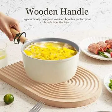 ROCKURWOK Ceramic Nonstick Sauce Pan with Lid - 2 Quart Cooking Pot