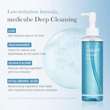 medicube Zero Pore Blackhead Deep Cleansing Oil | Makeup Remover for all skin types, Daily Moisture Facial Cleanser, Low-Irritation | Korean Skin Care (205ml / 6.93 fl.oz)