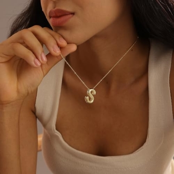 Trendy Gold Bubble Letter Necklace for Women