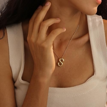 Trendy Gold Bubble Letter Necklace for Women