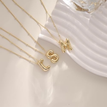 Trendy Gold Bubble Letter Necklace for Women