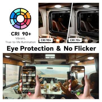 acegoo 12V LED Ceiling Dome Light, RV Interior Puck Light, 12 Volt Overhead Panel Light for Motorhome Travel Trailer Camper Van Boat, CRI 90+ Surface Mount DC 12V 4-Pack (5000K Cool White)