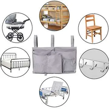 Sugaroom Bunk Bed Organizer - Bedside Storage Caddy with Pockets for College Dorm, Hospital, Baby Bed & Camp (Grey)