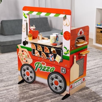 Melissa & Doug Wooden Pizza Food Truck Play Set for Kids