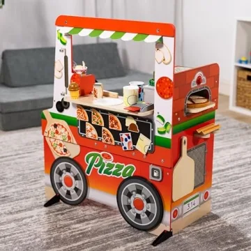 Melissa & Doug Wooden Pizza Food Truck Play Set for Kids