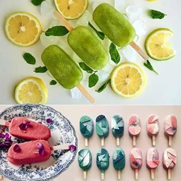 Sakolla 3 Pack Large Popsicle Molds 4 Cavities Cake Pop Silicone Molds Oval Ice Cream Cakesicle Molds for Chocolate Baking with 100 Wooden Sticks