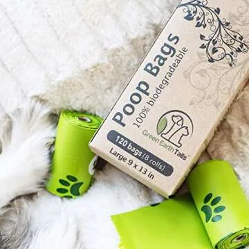 Compostable & Biodegradable Poop Bags for Dogs - Large, Leak Proof, Easy-to-Tear and Earth Friendly Pet Waste Bags - ASTM D6400 and Vincotte OK Compost Certified - 16 Rolls of 15 Bags, 240 Bags Total