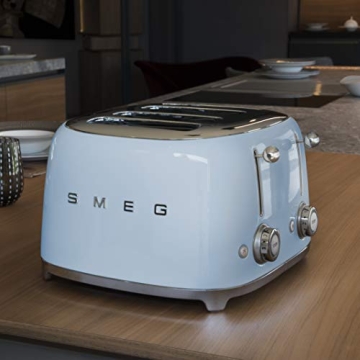 Smeg Retro 4 Slice Toaster with Wide Slots in Pastel Blue