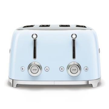 Smeg Retro 4 Slice Toaster with Wide Slots in Pastel Blue