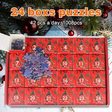Christmas Puzzle for Adults and Kids, 1008 Pieces Christmas Jigsaw Puzzles, Xmas Gifts for Boys Girls Teens, Family Challenging Puzzle Perfect for Game Nights, 27.5 * 19.6inch