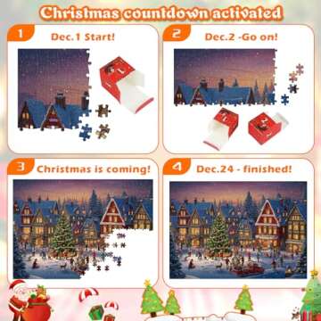 Christmas Puzzle for Adults and Kids, 1008 Pieces Christmas Jigsaw Puzzles, Xmas Gifts for Boys Girls Teens, Family Challenging Puzzle Perfect for Game Nights, 27.5 * 19.6inch