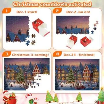 Christmas Puzzle for Adults and Kids, 1008 Pieces Christmas Jigsaw Puzzles, Xmas Gifts for Boys Girls Teens, Family Challenging Puzzle Perfect for Game Nights, 27.5 * 19.6inch