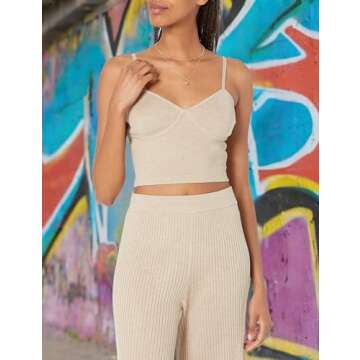 The Drop Women's Catalina Sweater Bralette in Heather Brown