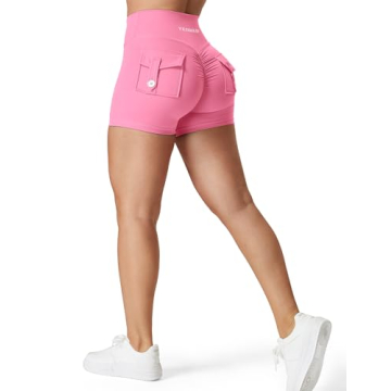 YEOREO Scrunch Workout Shorts with Pockets for Women