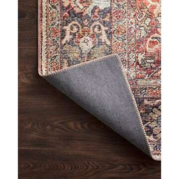 Loloi Layla Collection, LAY-02, Spice/Marine, 2'-6" x 9'-6", .13" Thick, Runner Rug, Soft, Durable, Vintage Inspired, Distressed, Low Pile, Non-Shedding, Easy Clean, Printed, Living Room Rug