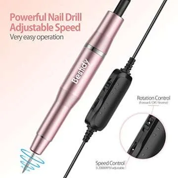 Bestidy Best Gift Electric Nail Drill Kit, USB Manicure Pen Sander Polisher with 6 Pieces Changeable Drills and Sand Bands for Exfoliating, Polishing, Nail Removing, Acrylic Nail Tools (A-Pink)