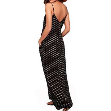 LILBETTER Women Boho Backless Long Maxi Evening Party Dress Beach Sundress (Black,Medium)