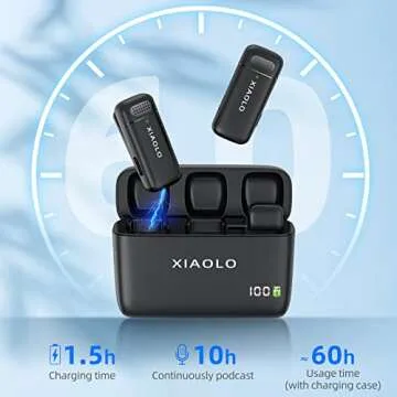 XIAOLO Wireless Lavalier Microphone for iPhone,Noise Cancelling Lapel Mic for Clear Audio Recording Vlog,YouTube,Interview,3 Mode Denoise (Black-iOS)