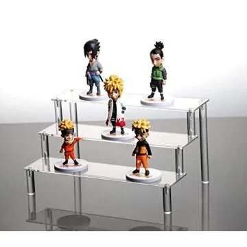 Jusalpha 3 Tier Acrylic Riser Display Shelf for Amiibo Funko POP Figures, Cupcakes Stand, Food Display Stand, Cabinet, 3 Steps for Decoration and Organizer (1 Set)