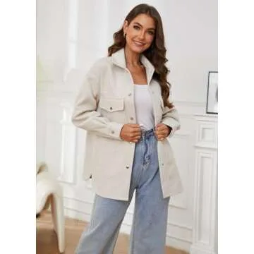 OSTOO Women's Oversized Lightweight Shacket Jacket with Pockets