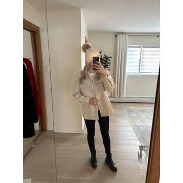 OSTOO Women's Oversized Lightweight Shacket Jacket with Pockets