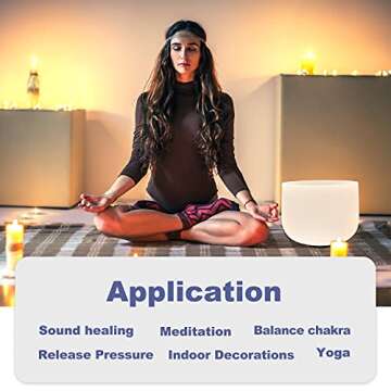 CVNC 440HZ 8 Inch G Note Throat Chakra Frosted Quartz Crystal Singing Bowl with Mallet & O-ring Sound Healing Instrument