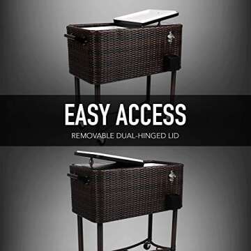 Permasteel 80 Quart Stylish Rolling Patio Cooler