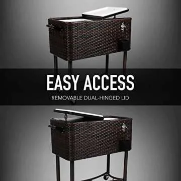 Permasteel 80 Quart Stylish Rolling Patio Cooler